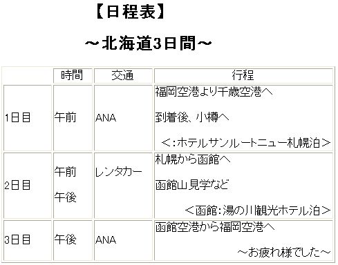 E.T 様／北海道3日間